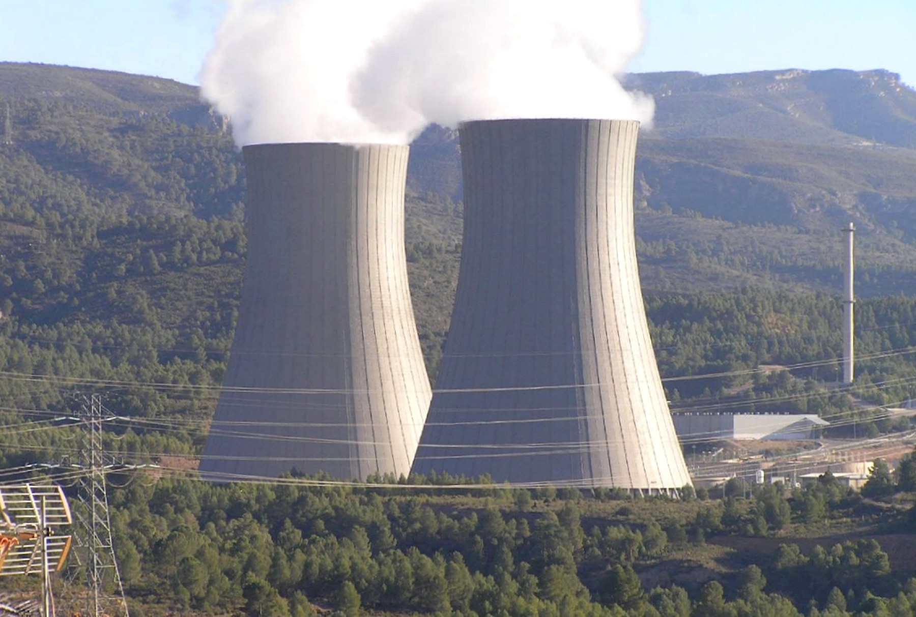 Cooling towers at a power plant